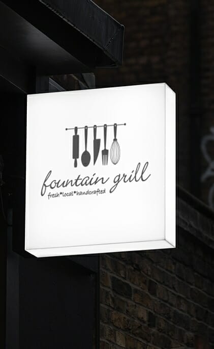 Fountain grill outdoors sign