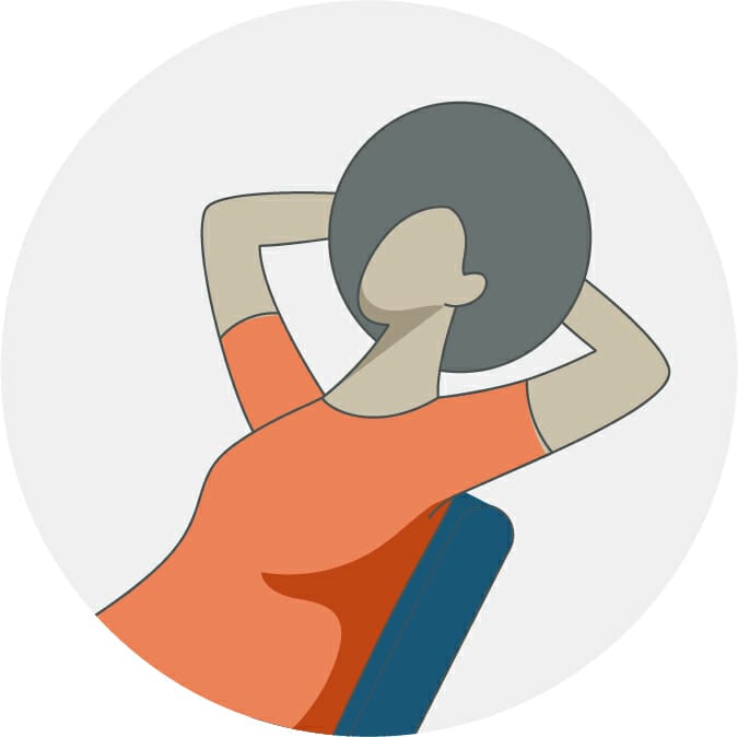 Icon representation of relaxation with a lady sitting on a chair with her hands behind her nape