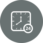 Clock with 24 hours badge