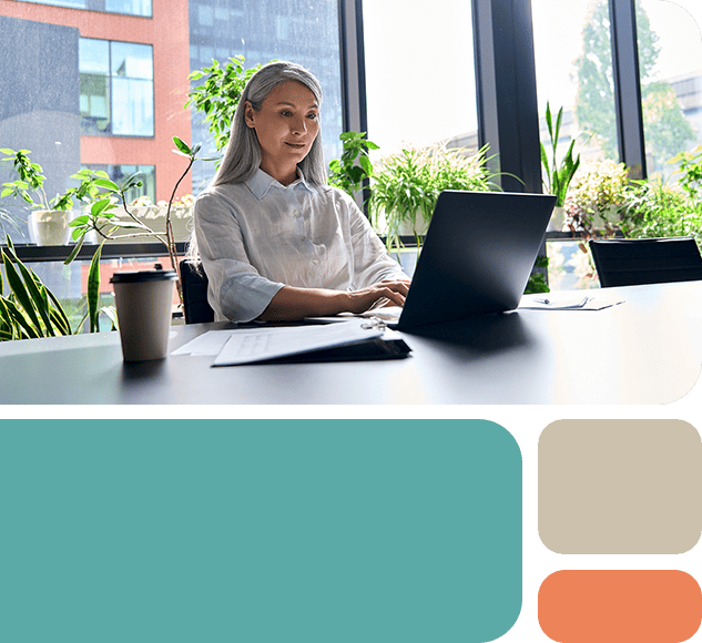 happy confident female working on an office