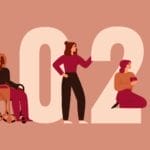 Illustration of five diverse people using Automated Accessibility Testing tools as they interact with large "2025" numbers on a pink background.