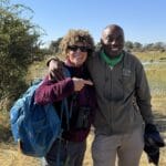 Denise and Basta, our deeply knowledgeable (and jokester!) Botswanan guide.